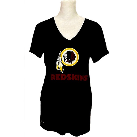 Nike NFL Team Apparel Redskins Dri-Fit Black V-Neck T-Shirt, Women’s Size Medium - Picture 1 of 11